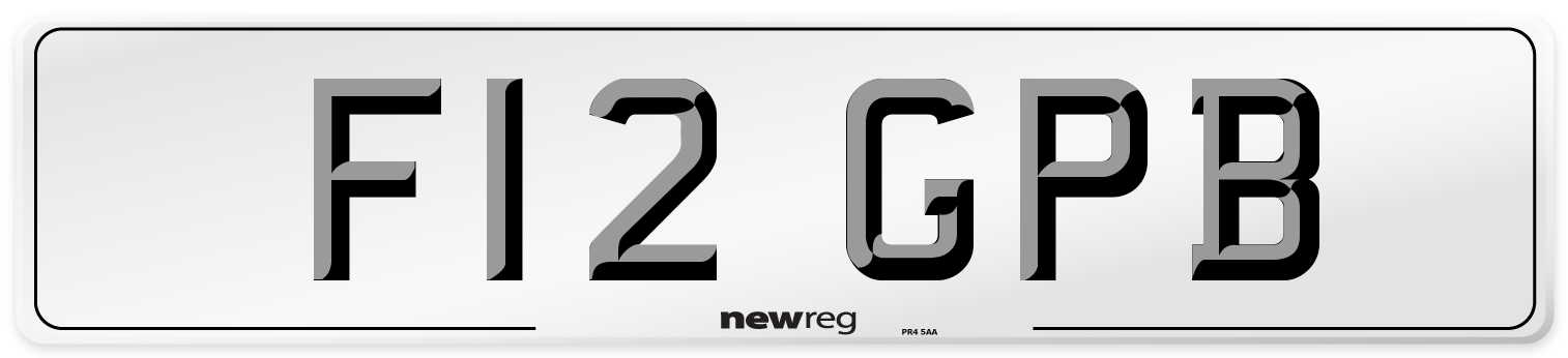 F12 GPB Number Plate from New Reg